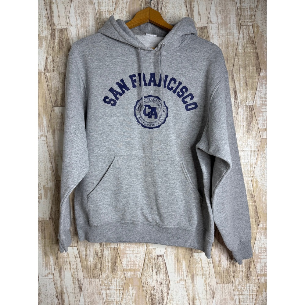 Jerzees San Francisco California Graphic Hoodie Grey‎ Mens Medium NuBlend Fleece